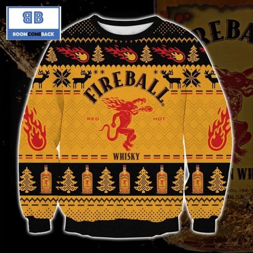 Whisky Fireball Christmas 3D Sweater