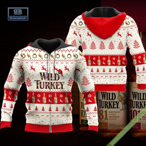 Wild Turkey Santa Hat Christmas Ugly Christmas Sweater Hoodie Zip Hoodie Bomber Jacket