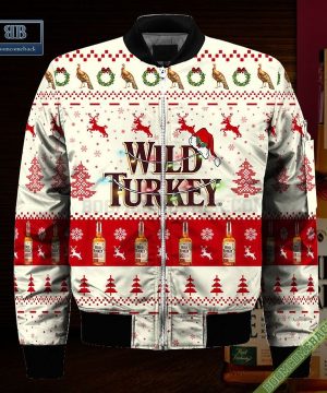 wild turkey santa hat christmas ugly christmas sweater hoodie zip hoodie bomber jacket 4 JqpLZ