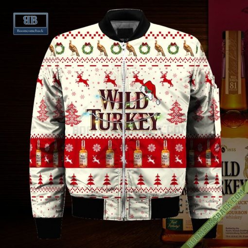 Wild Turkey Santa Hat Christmas Ugly Christmas Sweater Hoodie Zip Hoodie Bomber Jacket