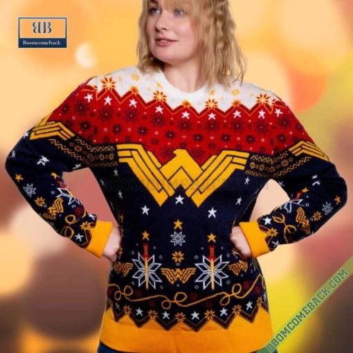 Wonder Woman Logo DC Comics Ugly Christmas Sweater Gift For Adult And Kid