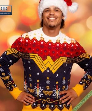 wonder woman logo dc comics ugly christmas sweater gift for adult and kid 5 o6LHl