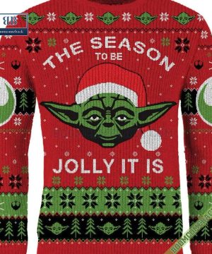 yoda the season to be jolly it is christmas sweater jumper 5 RFjDu