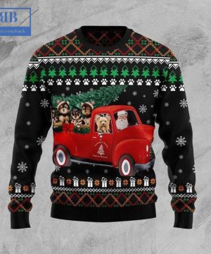 Yorkshire Terrier And Santa Claus Ugly Christmas Sweater