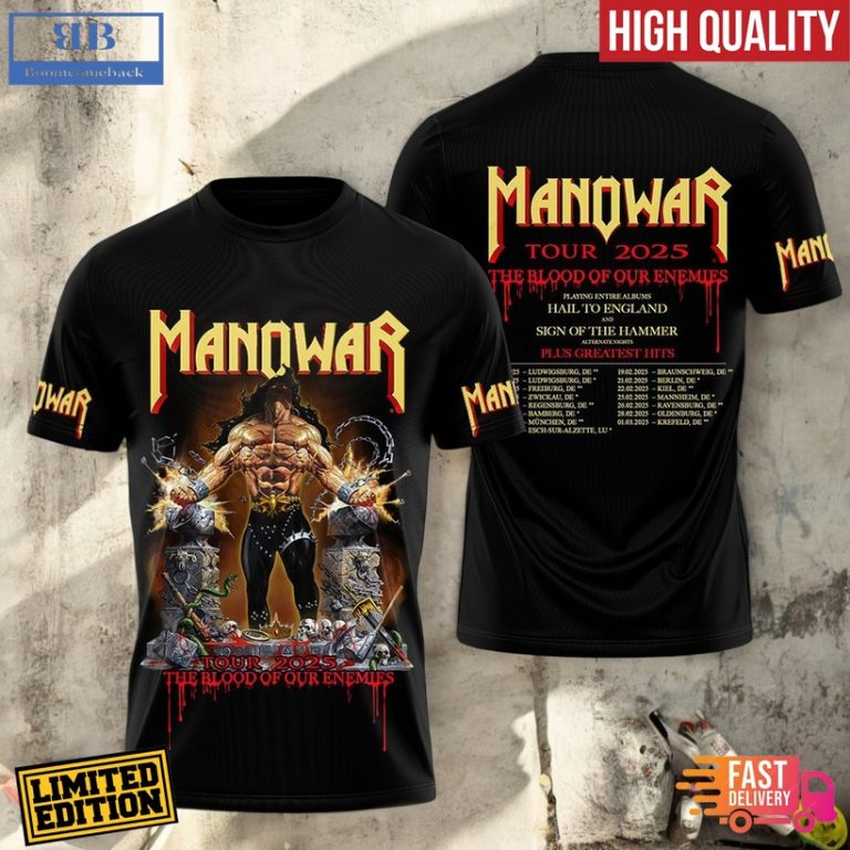 Manowar Tour 2025 All Over Print Hoodie Shirt