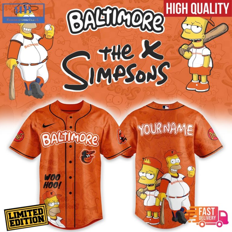 Baltimore Orioles Mix The Simpsons Heritage Custom Baseball Jersey