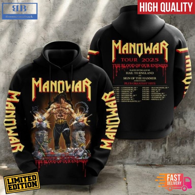 Manowar Tour 2025 All Over Print Hoodie Shirt