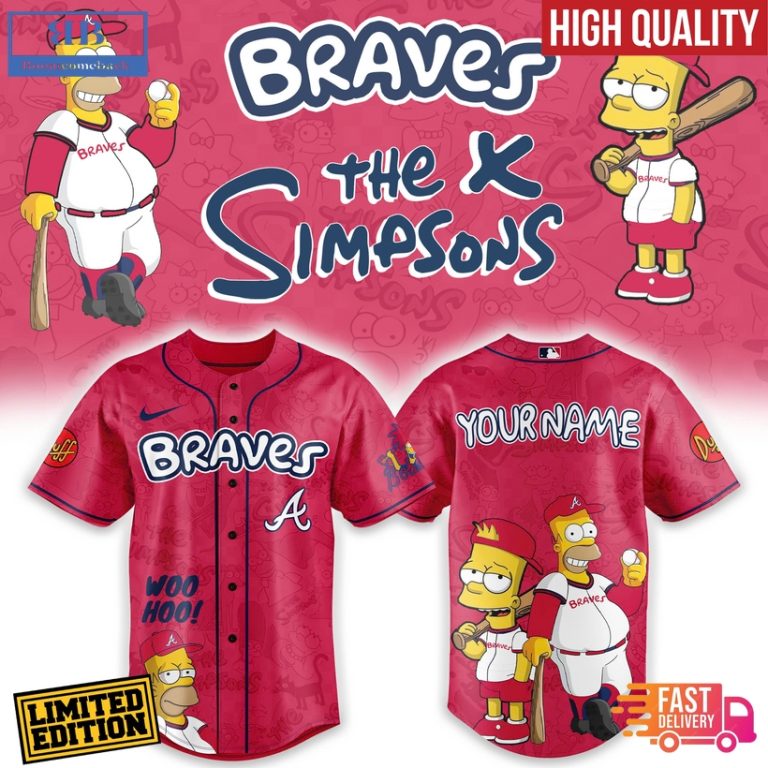 Atlanta Braves Mix The Simpsons Heritage Custom Baseball Jersey