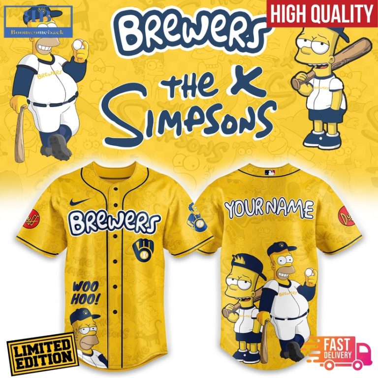 Milwaukee Brewers Mix The Simpsons Heritage Custom Baseball Jersey