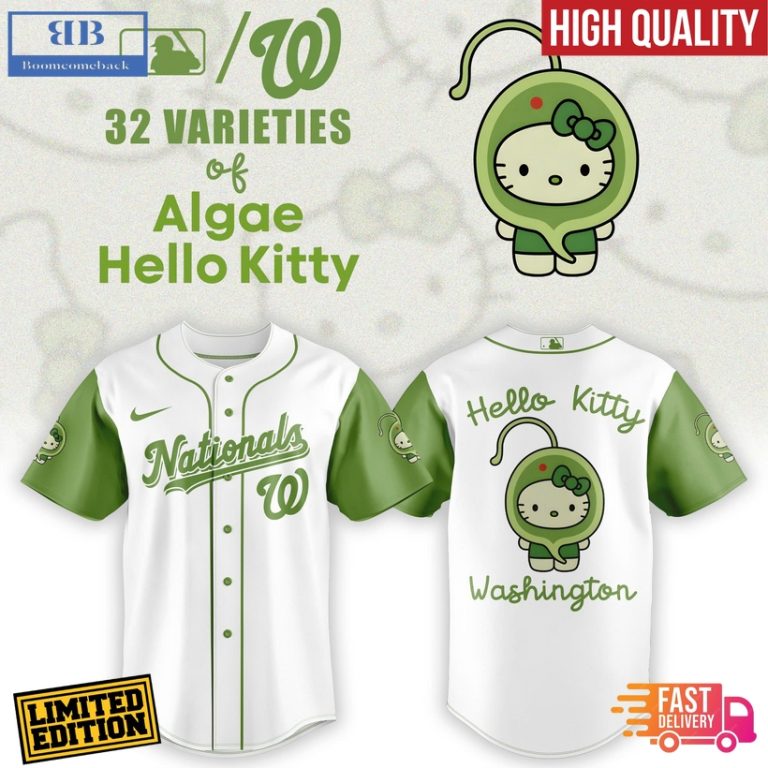 Washington Nationals x 32 Algae Hello Kitty Baseball Jersey And Cap
