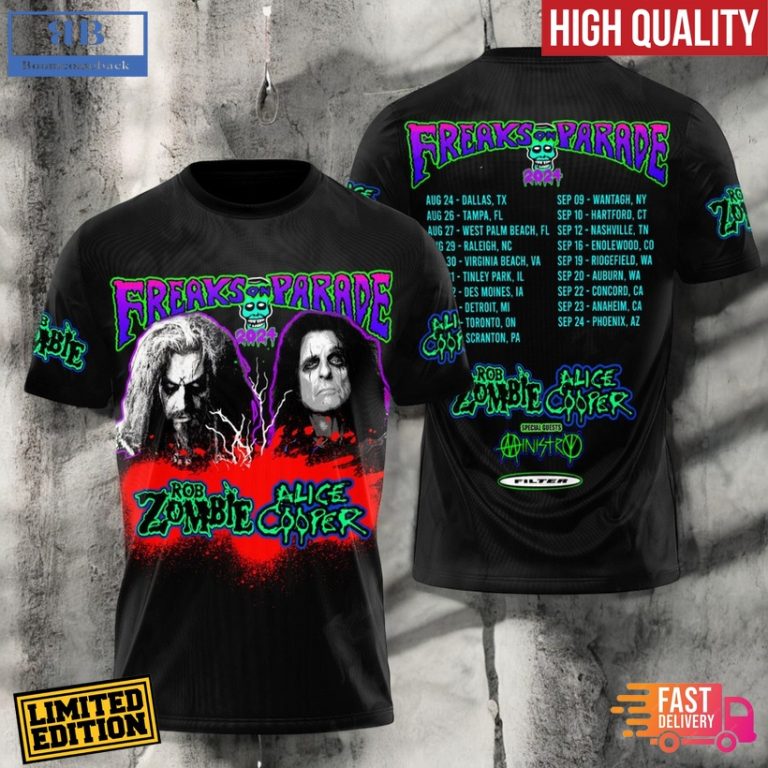 Alice Cooper And Rob Zombie Freaks On Parade Tour 3D Shirt