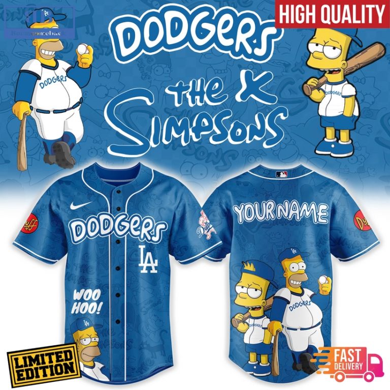 Los Angeles Dodgers Mix The Simpsons Heritage Custom Baseball Jersey