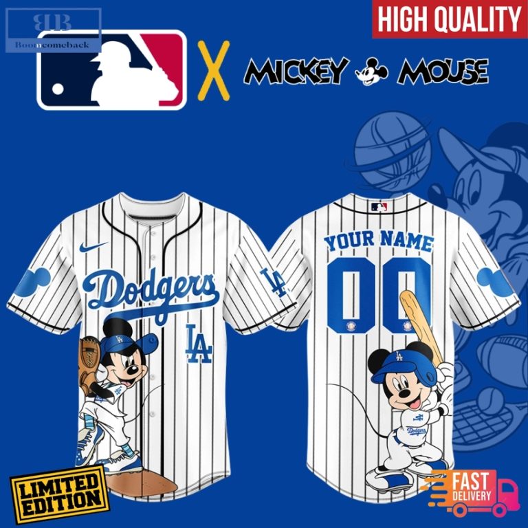 Personalized Los Angeles Dodgers Mickey Mouse Premium Baseball Jersey