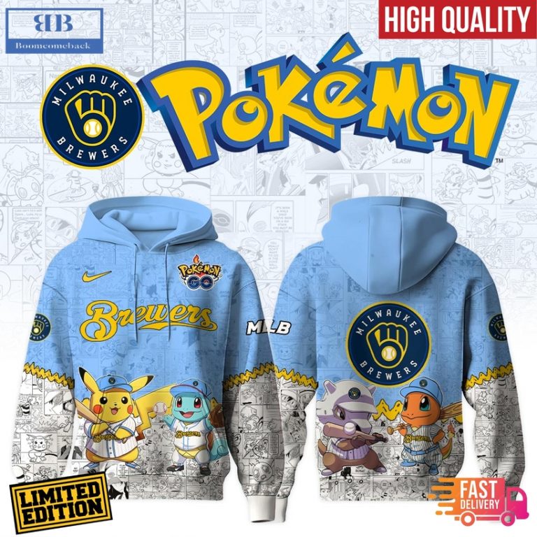 Milwaukee Brewers x Pokémon Go 3D Hoodie Jersey