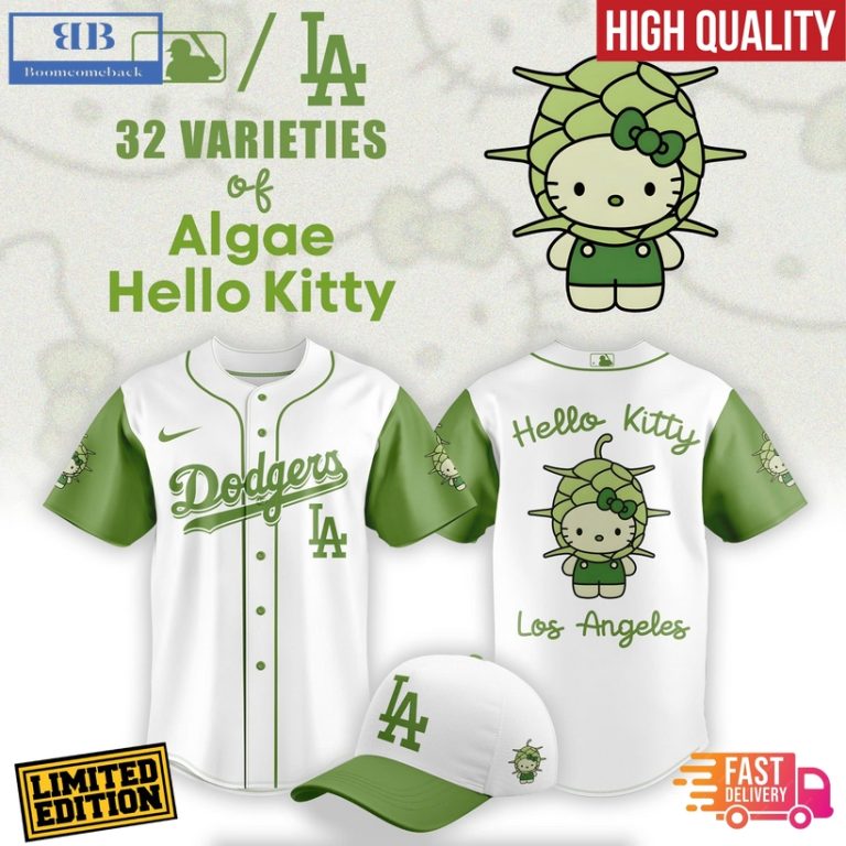 Los Angeles Dodgers x 32 Algae Hello Kitty Baseball Jersey And Cap