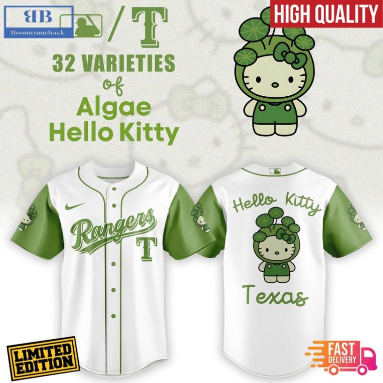Texas Rangers x 32 Algae Hello Kitty Baseball Jersey And Cap