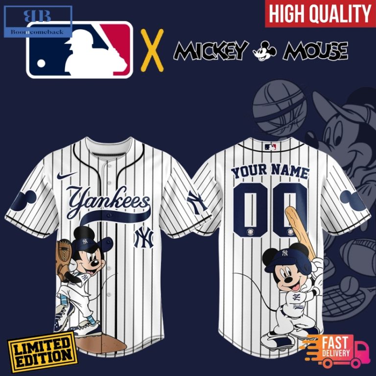 Personalized New York Yankees Mickey Mouse Premium Baseball Jersey