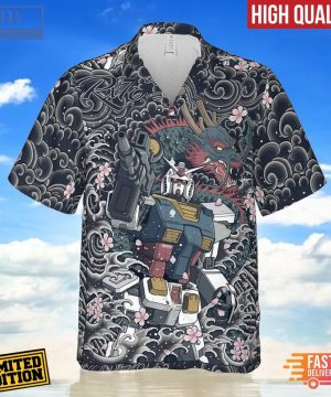 gundam blue dragon transformers hawaiian shirt 2 teyOf