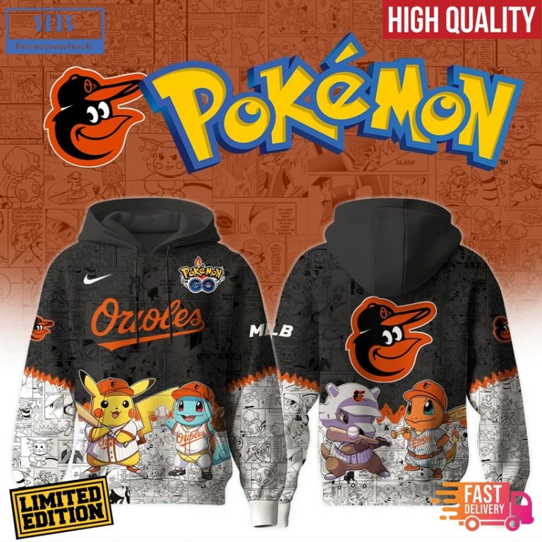 Baltimore Orioles x Pokémon Go 3D Hoodie Jersey