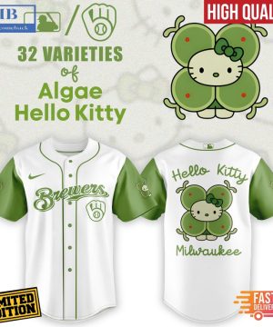 Milwaukee Brewers x 32 Algae Hello Kitty Baseball Jersey And Cap