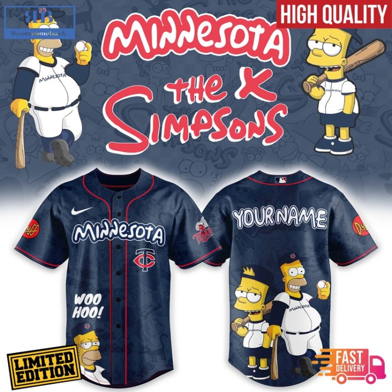 Minnesota Twins Mix The Simpsons Heritage Custom Baseball Jersey