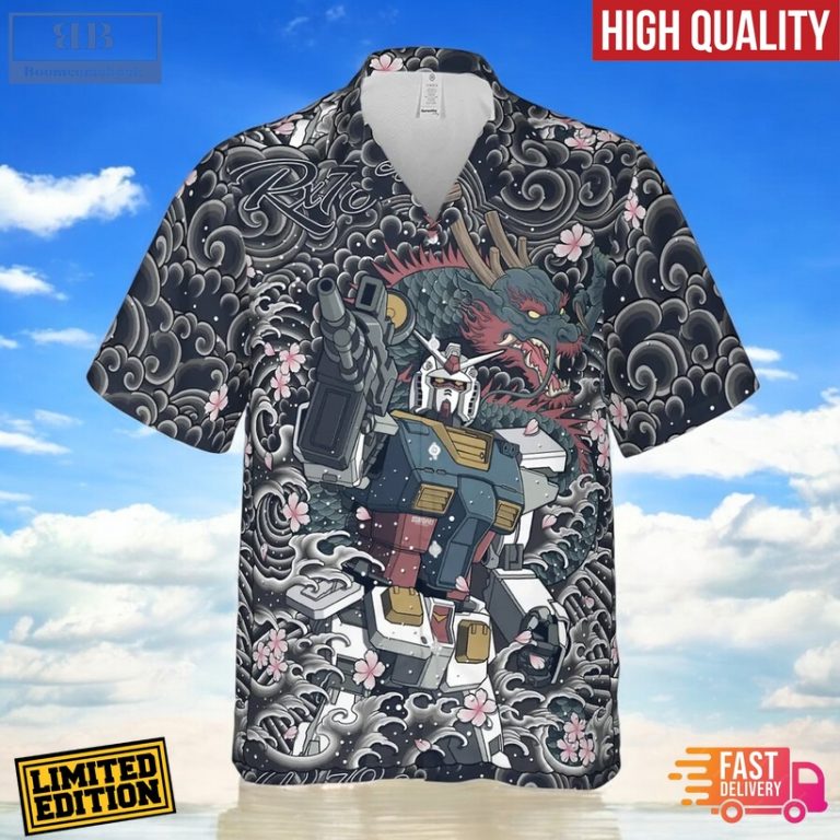 Gundam Blue Dragon Transformers Hawaiian Shirt