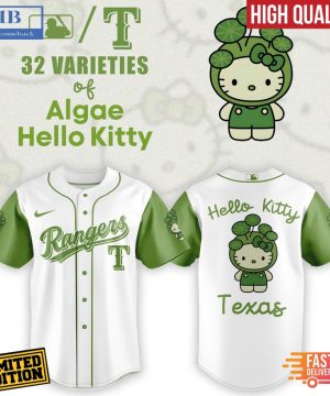 Texas Rangers x 32 Algae Hello Kitty Baseball Jersey And Cap