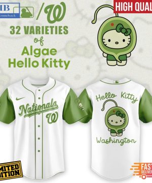 Washington Nationals x 32 Algae Hello Kitty Baseball Jersey And Cap
