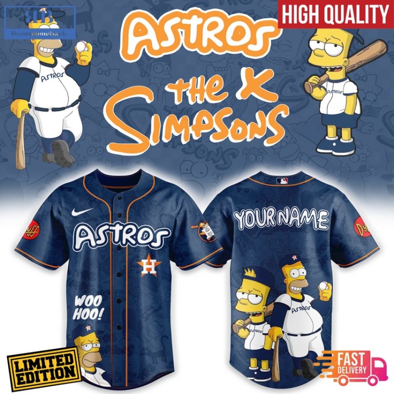 Houston Astros Mix The Simpsons Heritage Custom Baseball Jersey