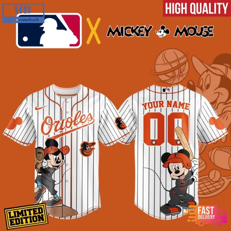 Personalized Baltimore Orioles Mickey Mouse Premium Baseball Jersey