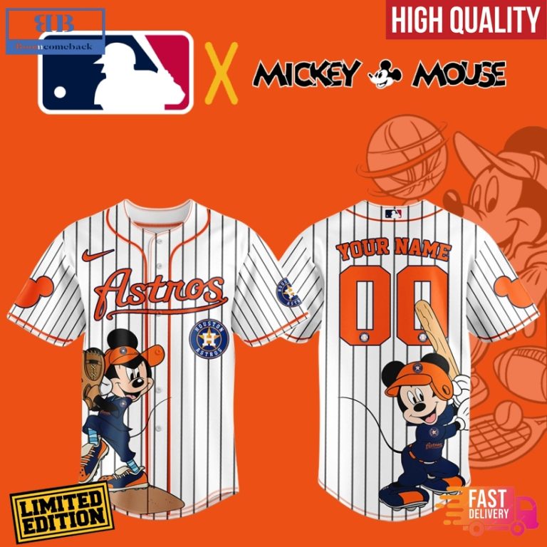 Personalized Houston Astros Mickey Mouse Premium Baseball Jersey
