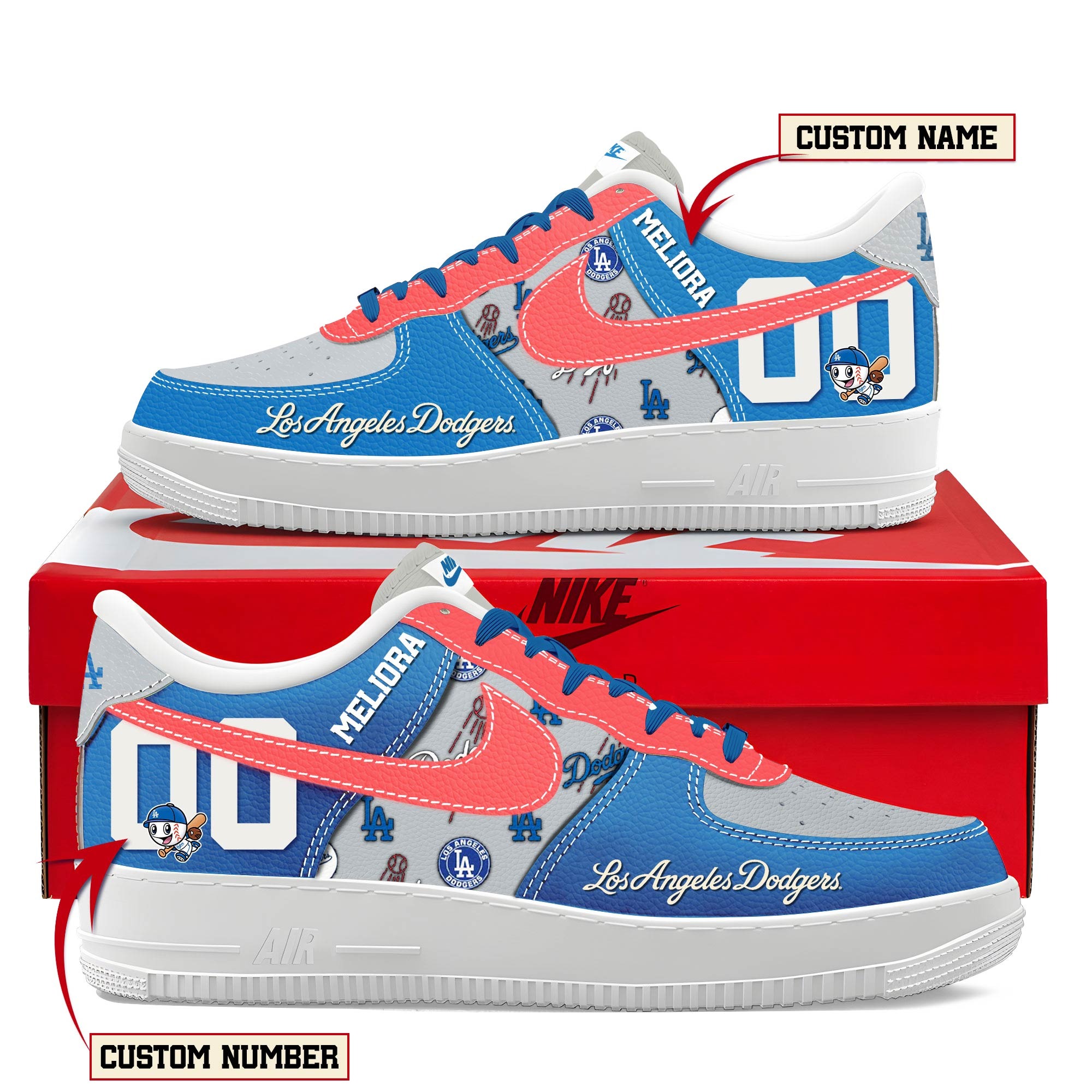 Los Angeles Dodgers Personalized Air Force Shoes Los Angeles Dodgers Personalized Air Force Shoes
