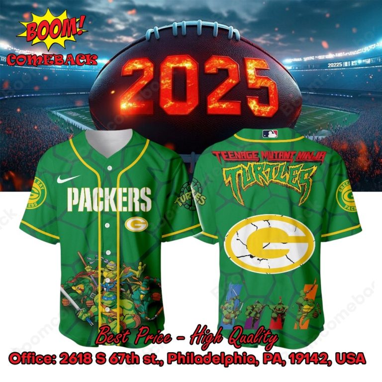 Green Bay Packers X Ninja Turtles Night Baseball Jersey