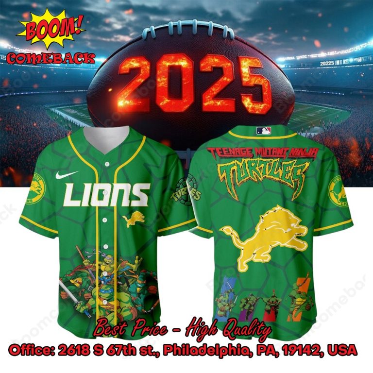 Detroit Lions X Ninja Turtles Night Baseball Jersey