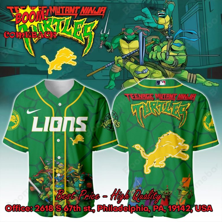 Detroit Lions X Ninja Turtles Night Baseball Jersey