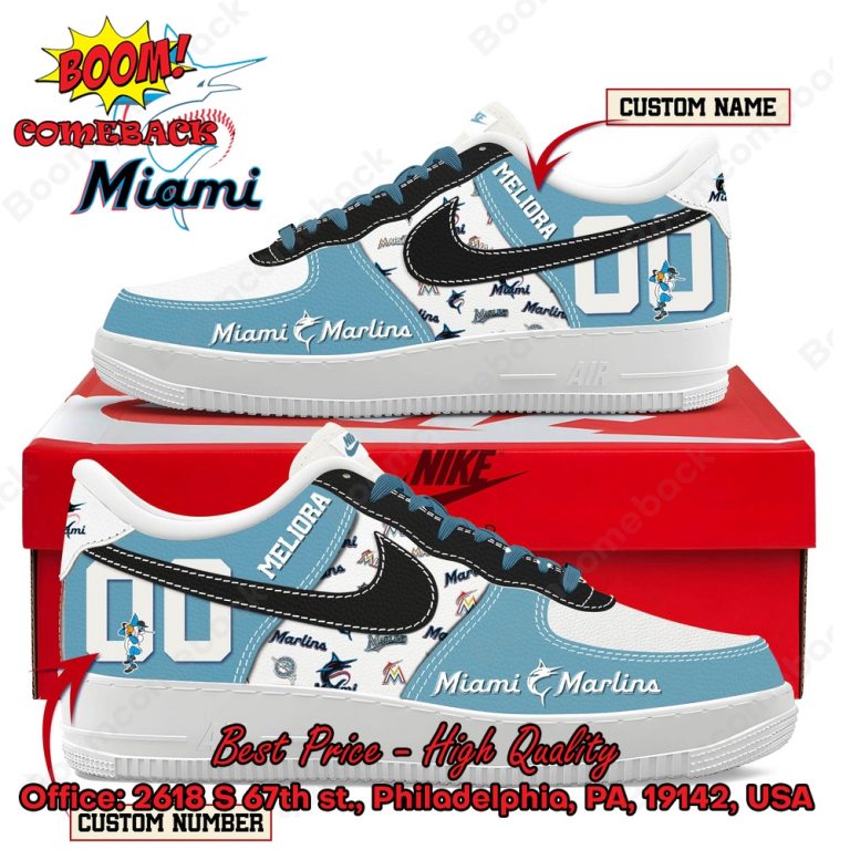 Miami Marlins Custom Name Air Force Shoes