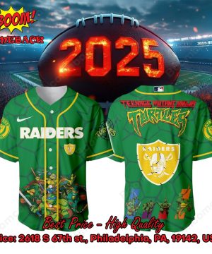 Las Vegas Raiders X Ninja Turtles Night Baseball Jersey