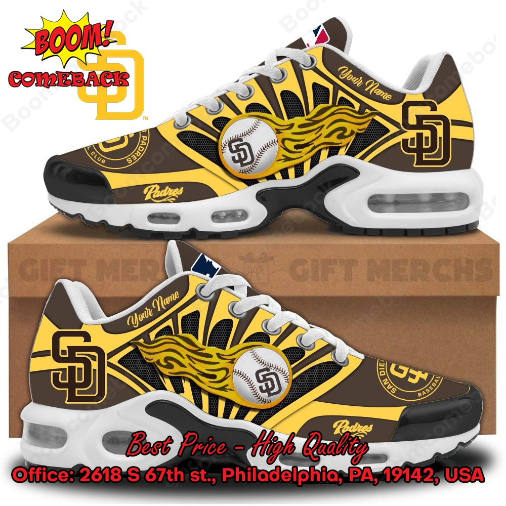 San Diego Padres Custom Name Air Max Plus Shoes San Diego Padres Custom Name Air Max Plus Shoes