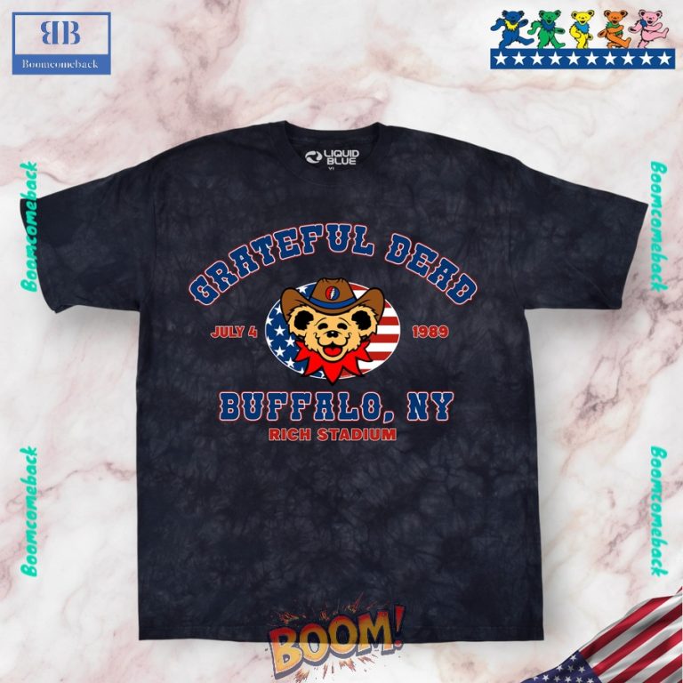 4th Of July Grateful Dead Buffalo 89 Black Tie-Dye Tee Shirt