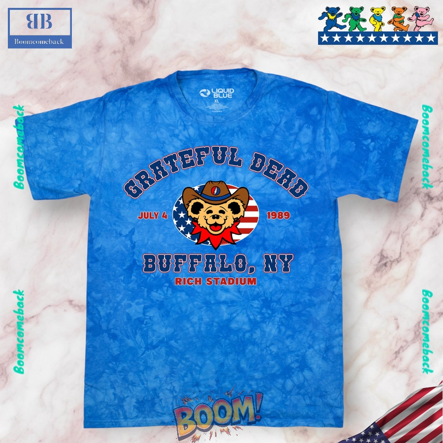 4th Of July Grateful Dead Buffalo 89 Blue Tie-Dye Tee Shirt 4th Of July Grateful Dead Buffalo 89 Blue Tie-Dye Tee Shirt