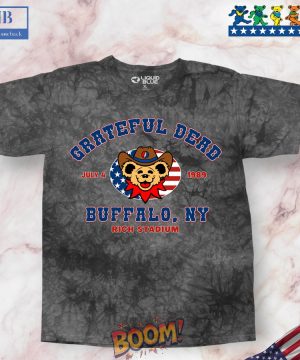 4th Of July Grateful Dead Buffalo 89 Gray Tie-Dye Tee Shirt