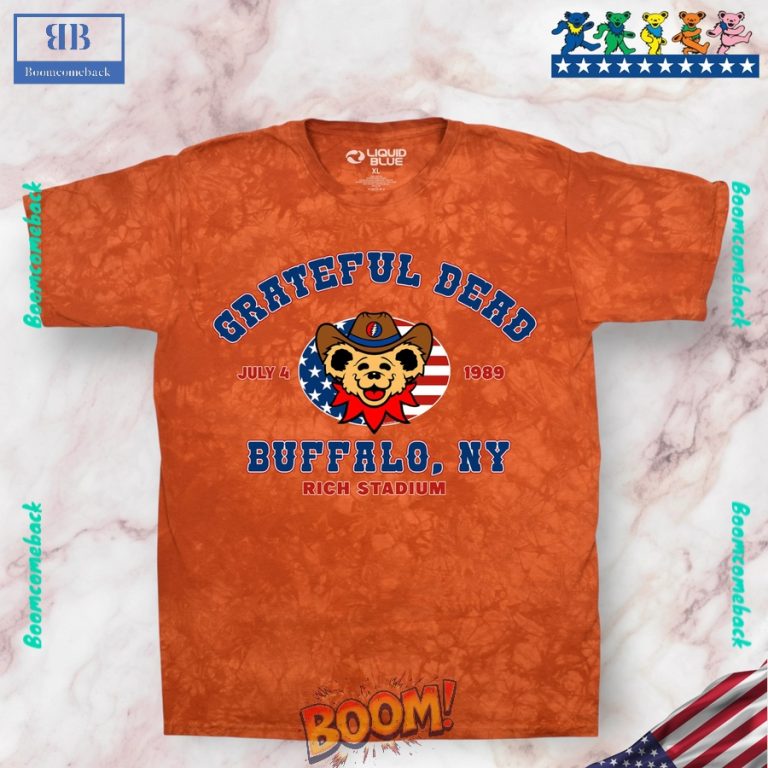 4th Of July Grateful Dead Buffalo 89 Orange Tie-Dye Tee Shirt