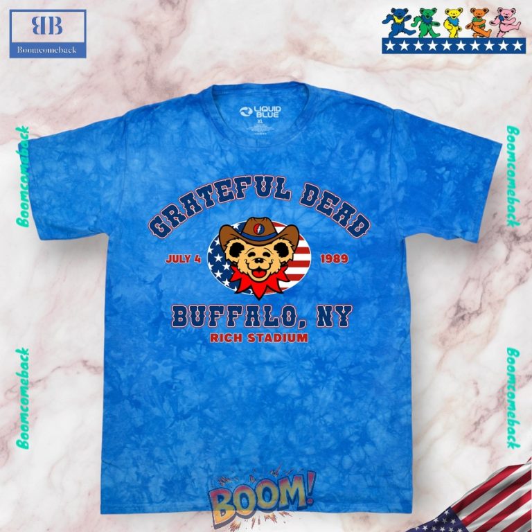 4th Of July Grateful Dead Buffalo 89 Blue Tie-Dye Tee Shirt