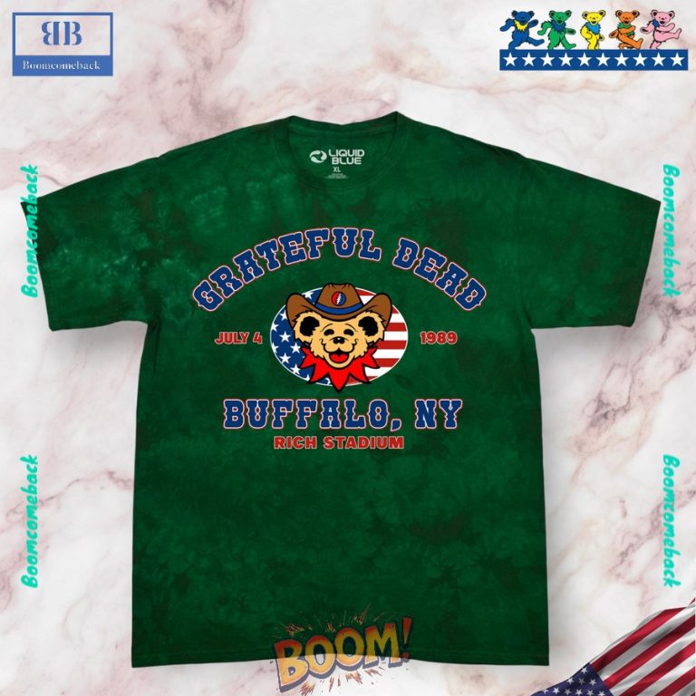4th Of July Grateful Dead Buffalo 89 Green Tie-Dye Tee Shirt