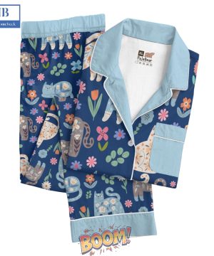 Blooming Cat Pajamas Set For Men Women