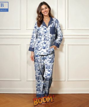 Blue Cats Pajamas Set For Men Women