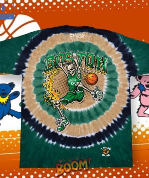 Boston Celtics Basketball Skeleton Tie-Dye Shirt