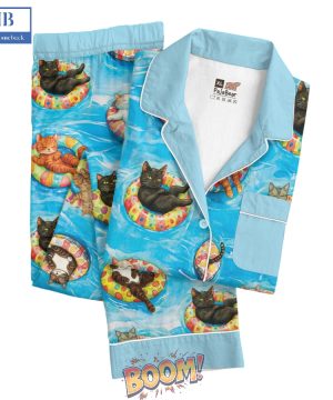 Cat Pool Party Pajamas Set For Men Women