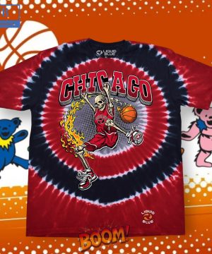 Chicago Bulls Basketball Skeleton Tie-Dye Shirt