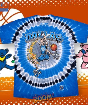 Dallas Mavericks Basketball Skeleton Tie-Dye Shirt